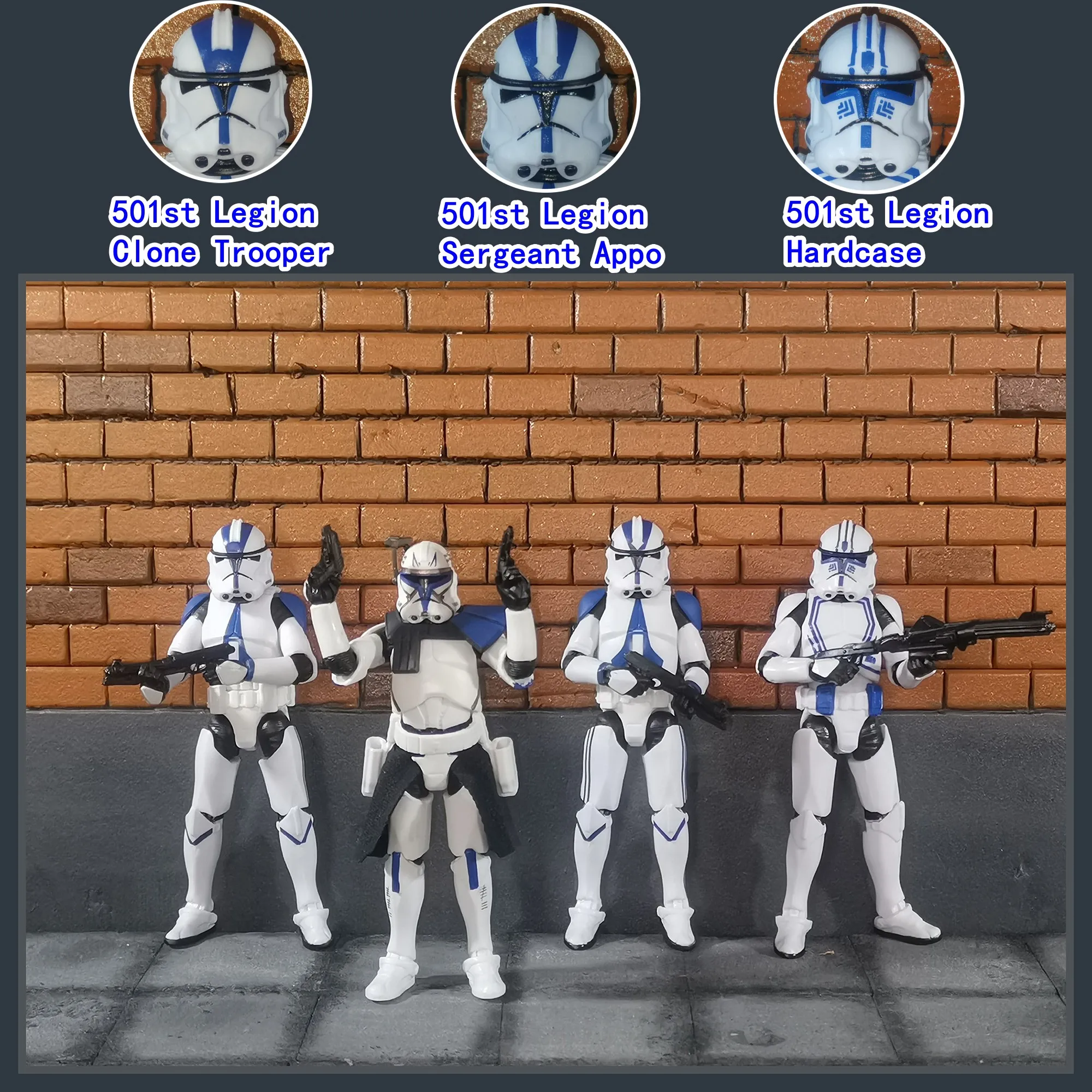 Star Wars 3.75 Inch  Clone Trooper 1/18 501st 104th Wolffepack  212th Cody Action Figure  Hardcase REX Toys Model Loose