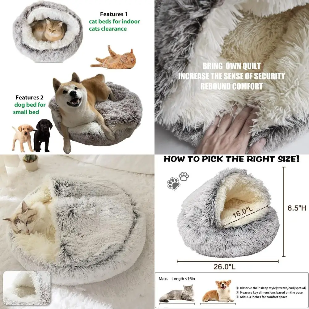 

Grey Hooded Cat Bed Cave, Waterproof & Washable, 26x26 Inch, Ideal for Cozy Indoor Cats or Small Dogs