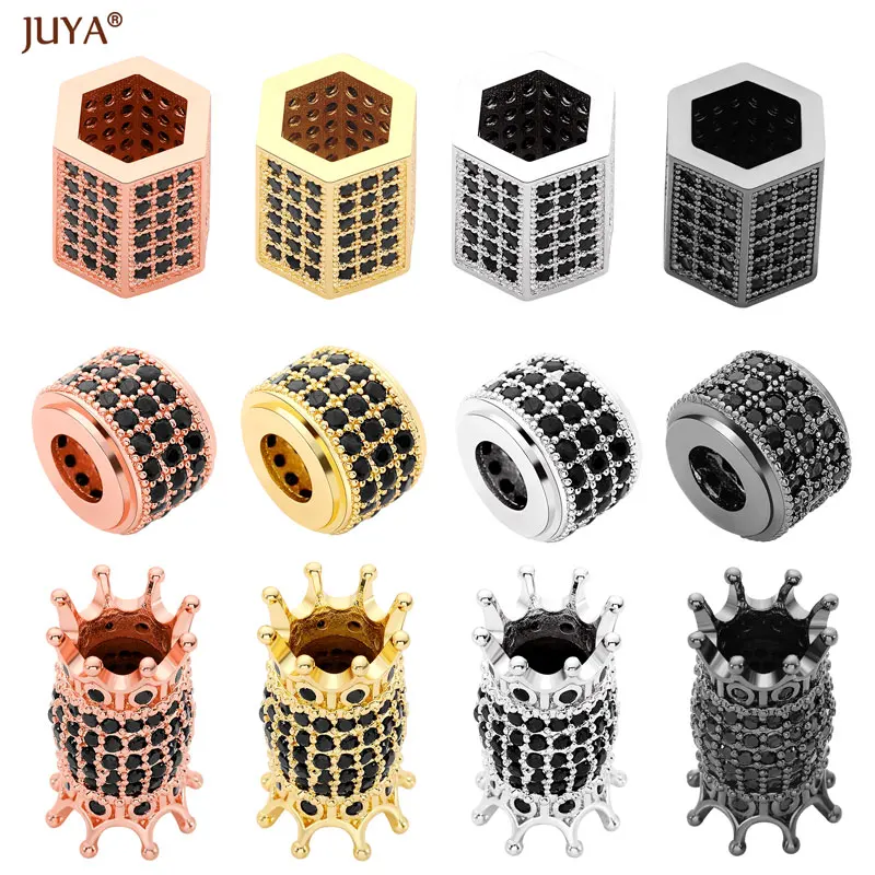 JUYA Zircon Spacer Beads Micro Pave CZ Tube Bead For Jewelry Making Supplies DIY Bracelets Needlework Accessories