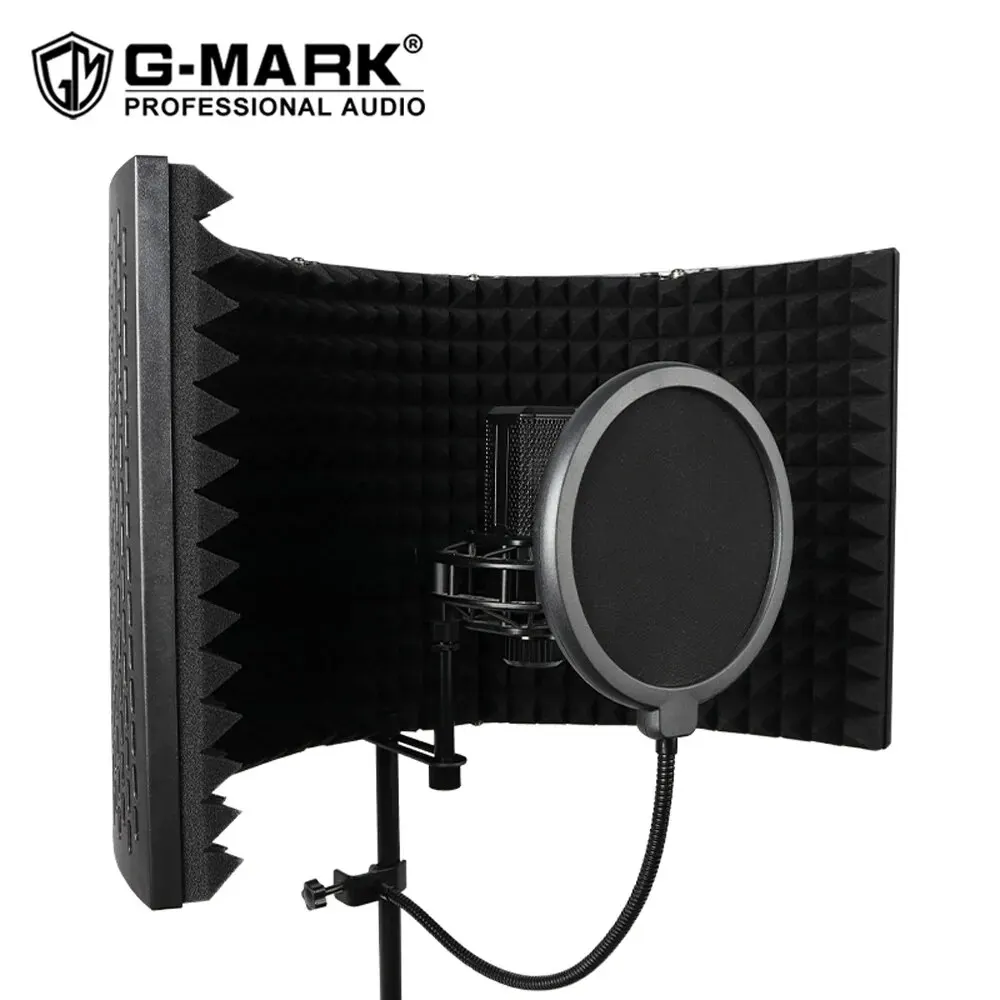 G-MARK 5 Panel Reflection Filters Professional Studio Recording Microphone Isolation Shield Suitable For Any Condenser Mic