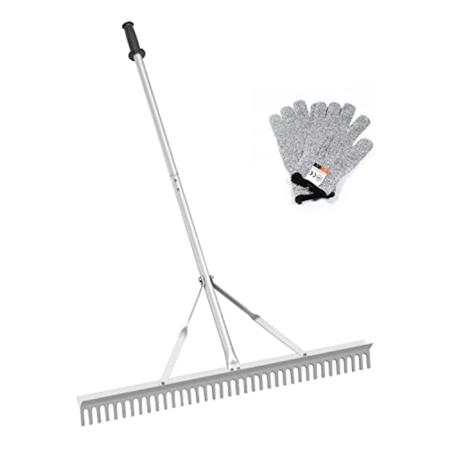 

Landscape Rake 36 Inch Head Leaf Rakes for Lawns with 67 Inch Handle Aluminum Yard Tool for Loosening Soil Landscaping Lawn Car