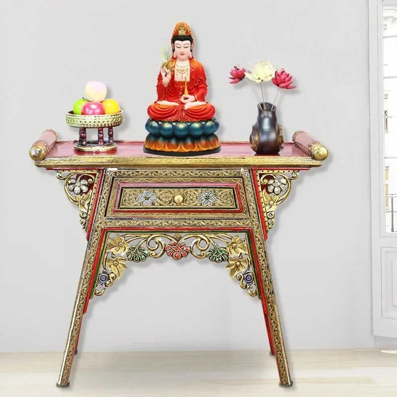 Medieval style solid wood porch cabinet supply table household Buddhist Taiwan incense case