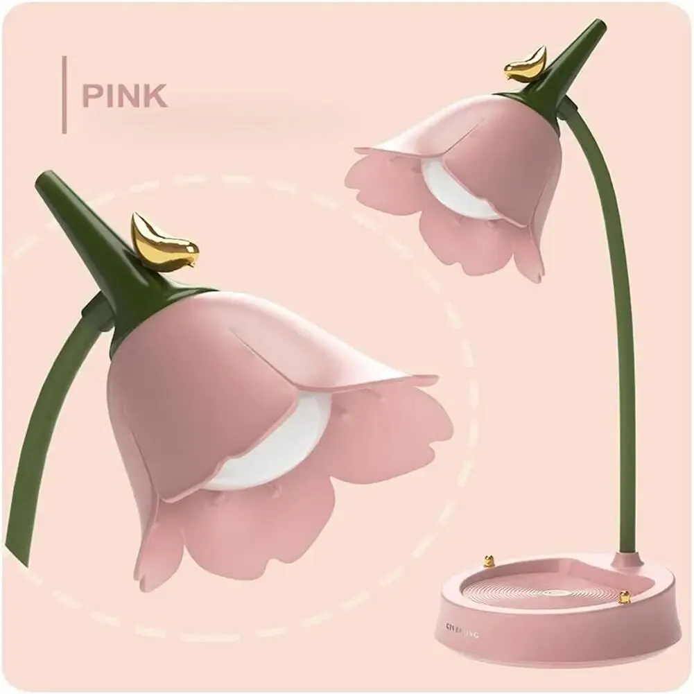 3W LED Desk Lamp Table Light Adjustable Gooseneck Rechargeable Battery Night Light With Mobile Phone Holder For Kids