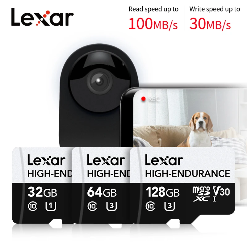 100-純正lexarメモリーカード-128gb-64gb-32gb-読込速度最大100mb-秒-マイクロsdカード-フラッシュtfカード-監視カメラ用