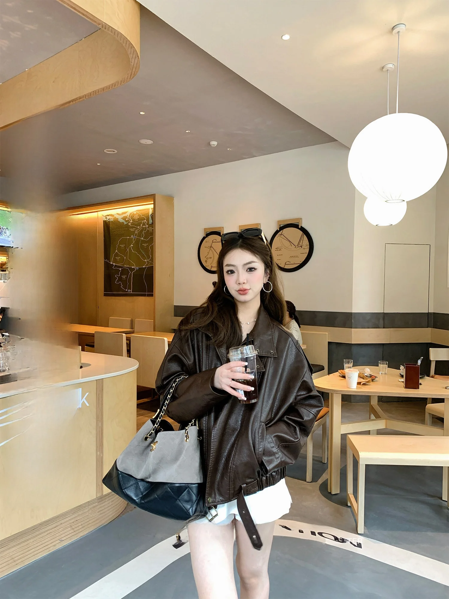 

Винтажная женская байкерская куртка Aeo Maple Frosting из искусственной кожи, весна-осень, на молнии, с длинными рукавами, свободный крой