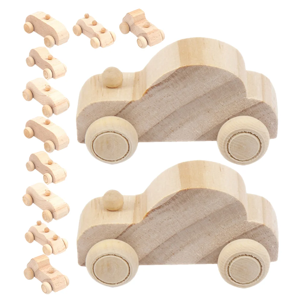 12 Pcs Trucks for Boys DIY Graffiti Car Toys Toddlers Wooden Unfinished Cars Mini