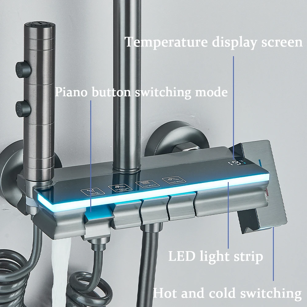 Imagem -03 - Hunnise-white Piano Bathtub Shower System Rain Head Misturador Quente e Frio Torneira do Banheiro 12 Pol