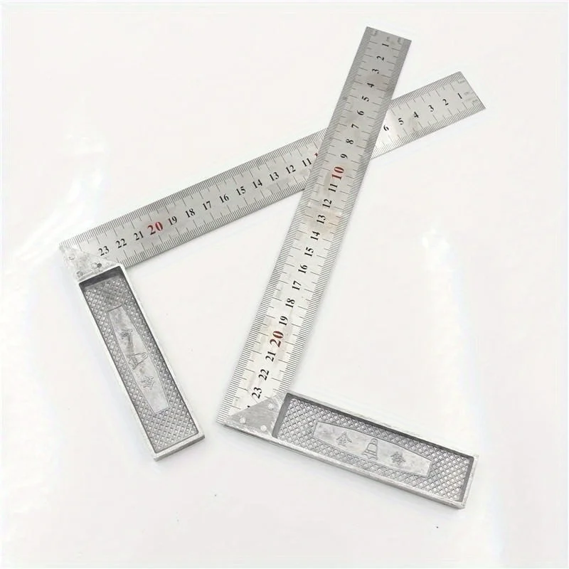 1pc Aluminum Handle with Stainless Steel Scale Right Measuring Angle Square Ruler