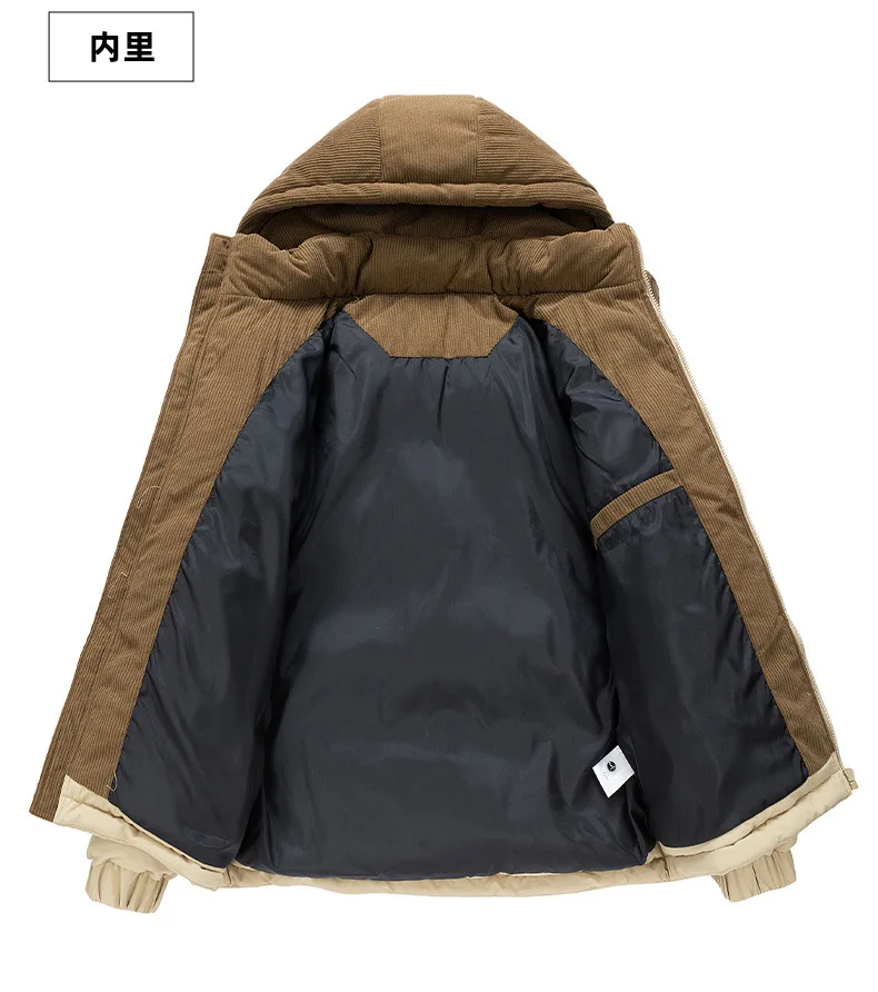 Men's Winter Thickened Cotton-Padded Jacket with Fleece Warm Cold-Proof 2025 Trendy Cotton-Padded Coat for Men