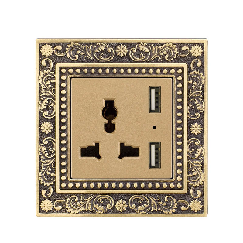 Imagem -06 - Retro Wall Lâmpada Switch Socket Retro Painel Padrão Gravado Bronze Switch Plate Antique Copper Home Switch Alta Qualidade