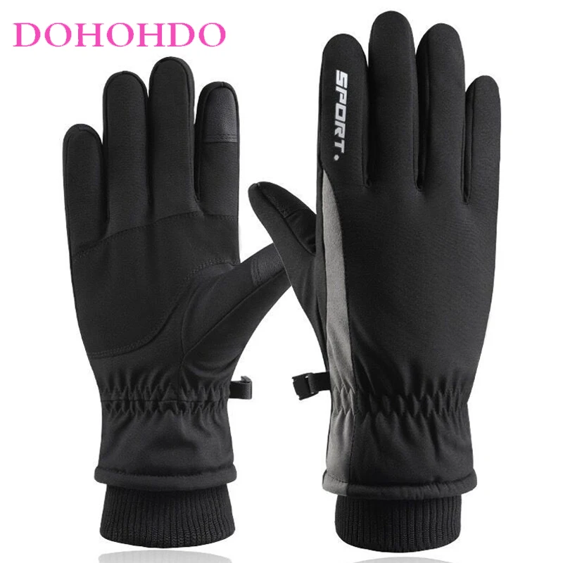 

Black Gloves Men Women Winter Touch-screen Gloves Outdoor Waterproof Windproof Riding Gloves Velvet Motorcycle Gloves Guantes
