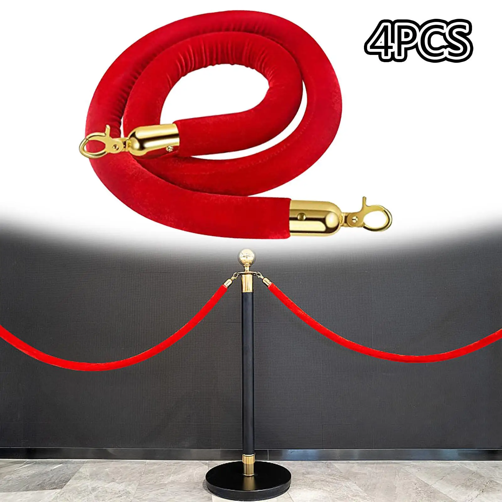Crowd Control Barrier Rope Velvet 59 Inch with Metal Hooks Premium Queue Divider for Events and Venues