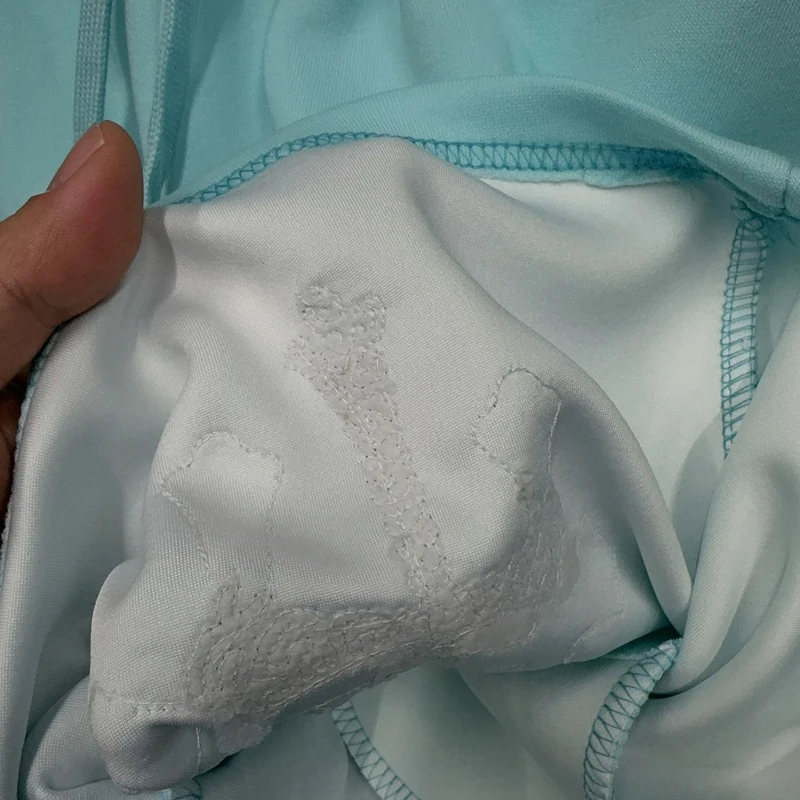 Bead Cross Sanskrit Patch Embroidery Loose Shorts Men Women Black Blue Drawstring Sports Baggy Shortpants