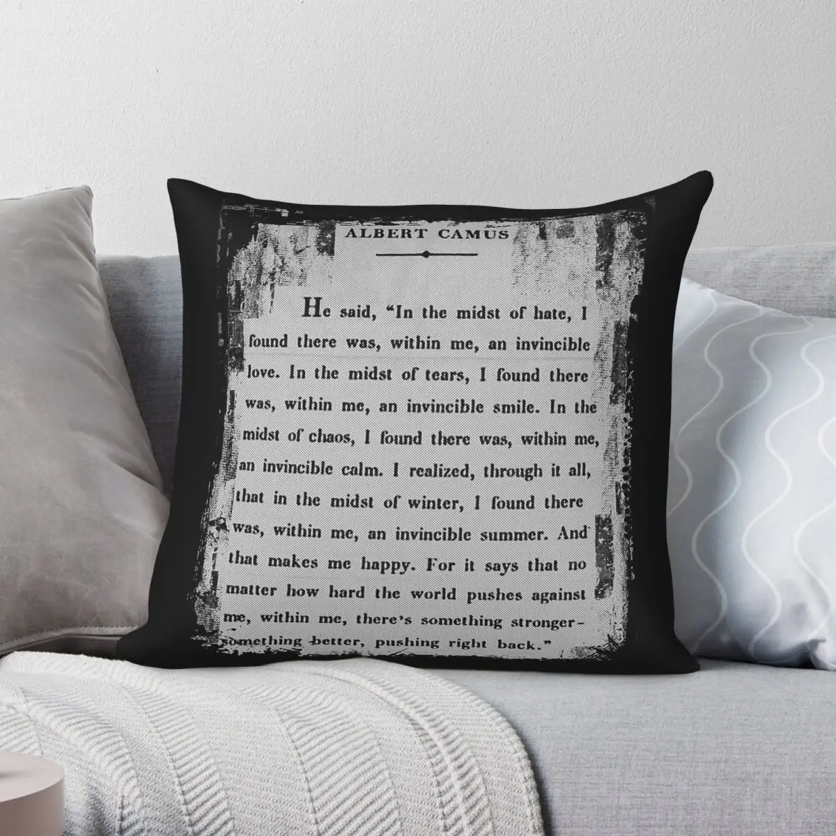 Albert Camus Invincible Summer Square Pillowcase Polyester Linen Velvet Printed Zip Decorative Pillow Case Sofa Seater Case 18