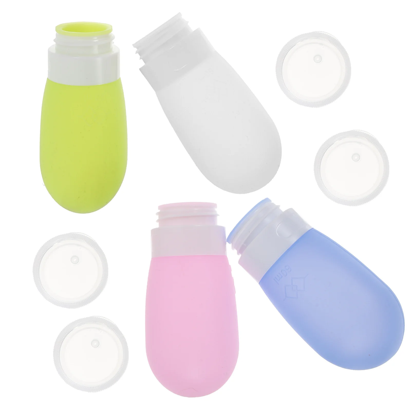 4Pcs Travel Bottles Silicone Squeezable Toiletry Containers 80Ml Lightweight Leakproof Refillable Travel Size Bottles for Liquid