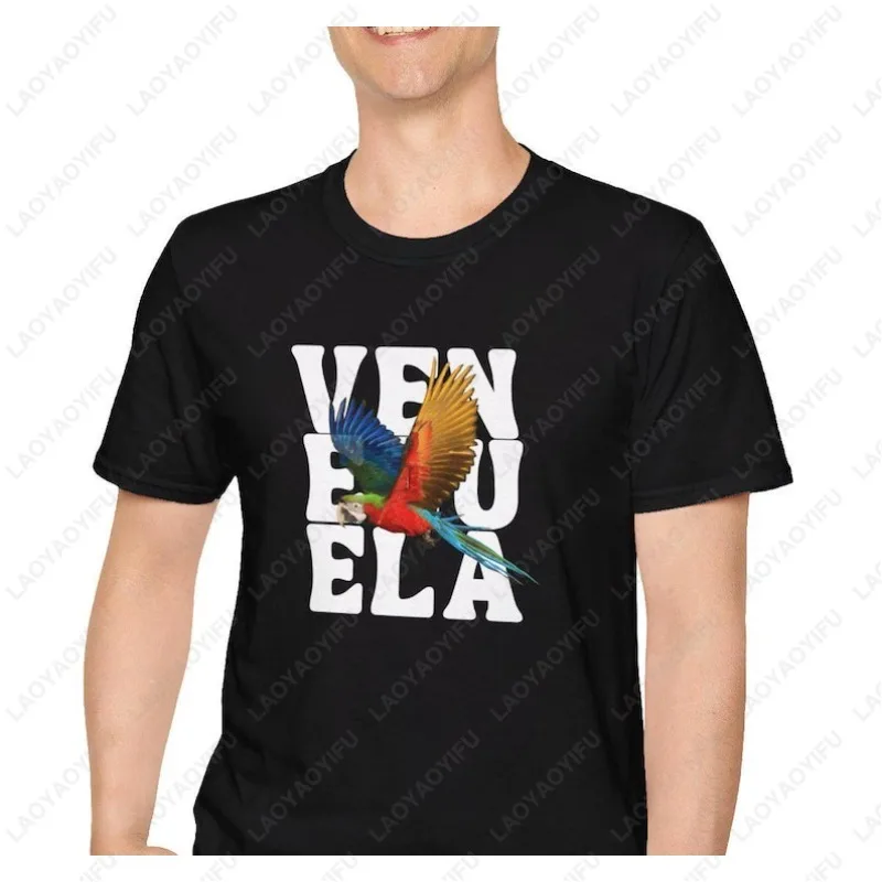 Camiseta Vzla Franela Inspirada en Venezuela, Orgullo Hasta El Final, Libertad, Guacamaya, Camisetas de Moda Urbana de Algodón para Hombre y Mujer