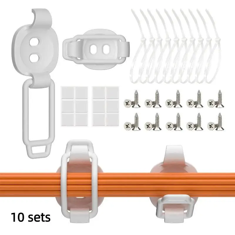 10Sets Adjustable Elastic Adhesive Cable Clips Wire Management Holder Cord Organizers For Home Office Under Desk Behind TV
