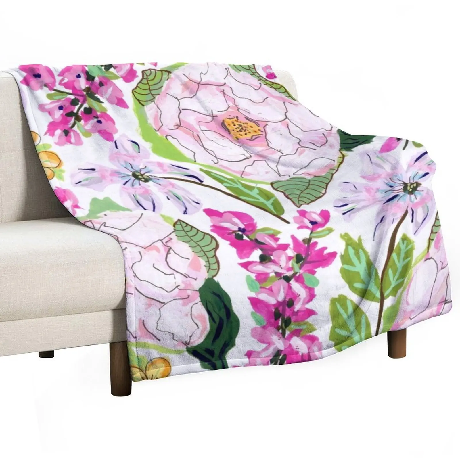 

Pink Peony Delight Throw Blanket anime Soft Big blankets ands Blankets