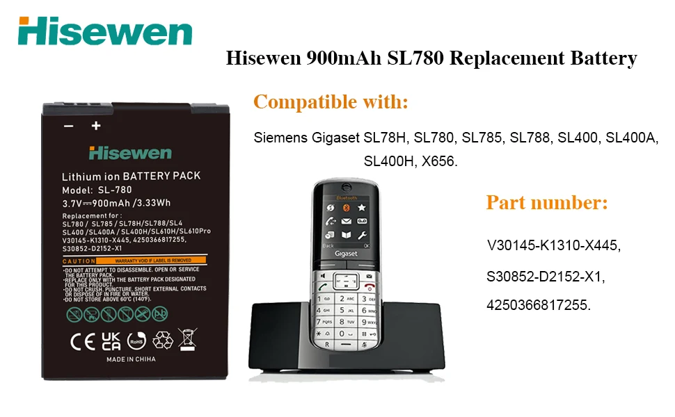 900mAh SL780 SL785 SL788 Cordless Phone for Siemens Gigaset L400A SL78H SL400A SL400H SL610H Pro V30145-K1310-X445-D2152-X1