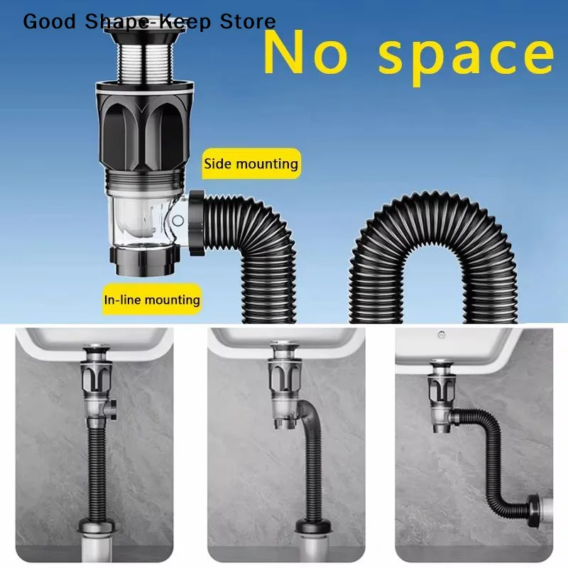 dailyFlexible Drainage Outlet Pipe Adjustable Length Waterproof for Kitchen Vanity Bathroom Restroom Sink UseDaily products