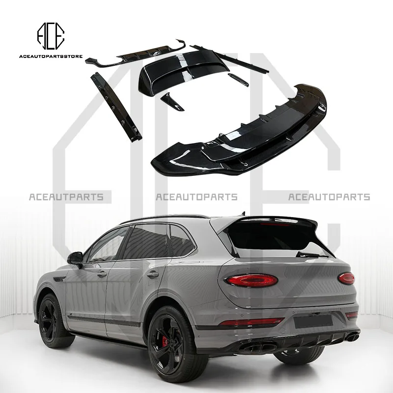 For Bentley Bentayga 2020+ To V8S Speed Style Auto Body Kits Dry Carbon Fiber Front Rear Bumper Lip Side Skirts Car Spoiler Wing