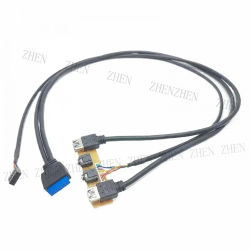 Y Y 19Pin Dual USB 3.0 9Pin 3.5mm HD Audio Motherboard Extension Cable Front Panel