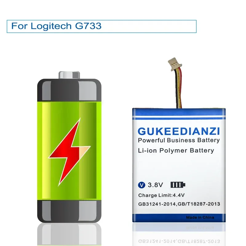 1800mAh G733 Gaming Headset Battery For Logitech G733 LightSpeed 3 Wire Plug High Capacity