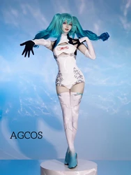 AGCOS Mikku Cosplay MIKUKU 2014 Racing Suits Cosplay Costume Anime Mikku Woman Uniforms Jumpsuits Sets Wig Clothes Cosplay