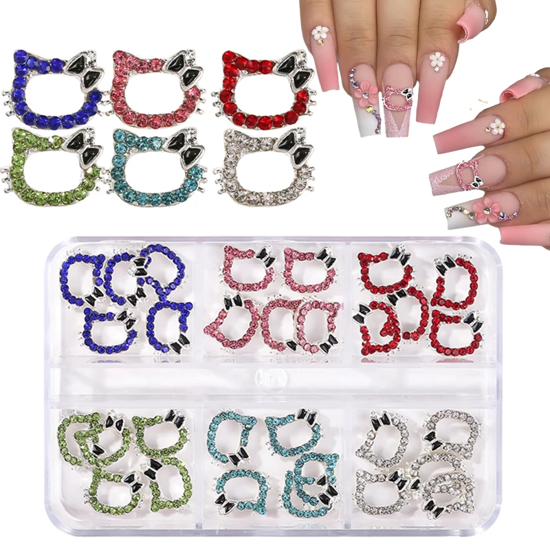 60/30/10PCS Hello Kitty Nail Charms Sanrio 3D Alloy Full Diamond Jewelry Nail Art Rhinestone Crystal Gems Manicure Cartoon Y2K