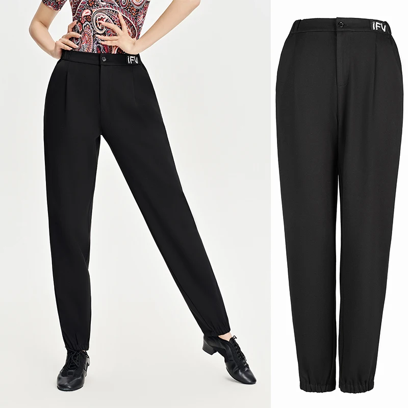 

Брюки для современного танца для взрослых, зауженные брюки для женщин, тренировочные брюки, национальный стандарт, танцевальные брюки для латинских танцев, DN22341