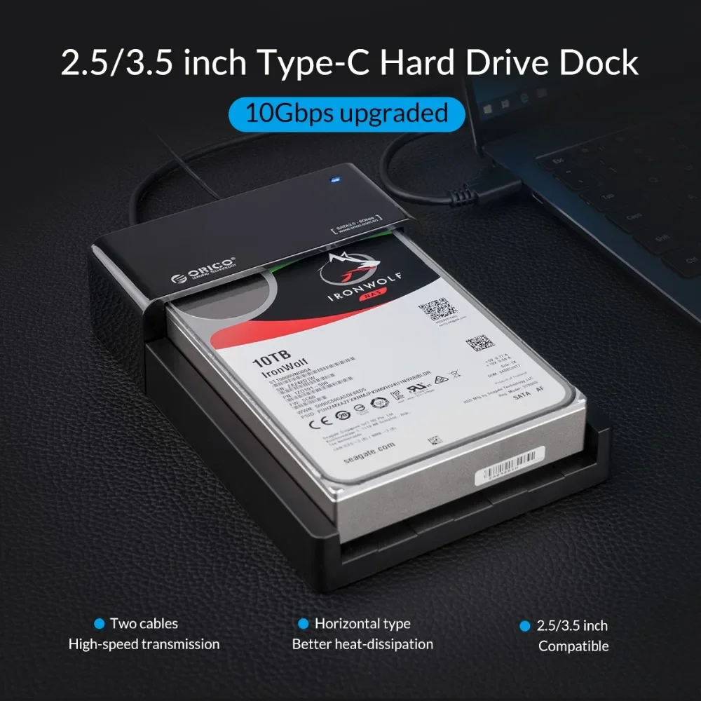 ORICO 2.5/3.5เคสฮาร์ดดิสก์ SATA เป็น USB 3.1 Gen2ชนิด C อะแดปเตอร์ SSD ความเร็วสูงกล่อง HDD ฮาร์ดดิสก์ไดรฟ์ภายนอกสำหรับแล็ปท็อป