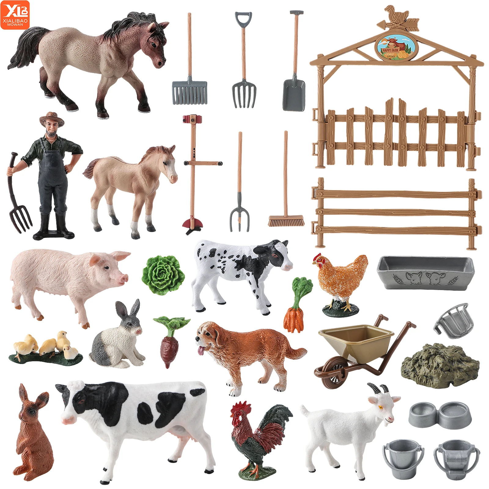 

Набор из 39 игрушек-коров для детей, реалистичный игровой набор с ограждением для фермы, игрушки-фигурки животных для конюшни, милый подарок для ребенка