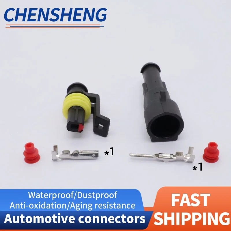 1 Pin Sealed Wire Automotive Connector Male Female Waterproof Plug Kit for 282079-1 282203-1