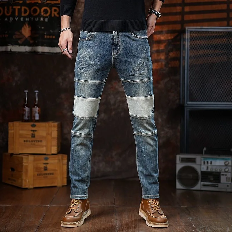 

Spring And Autumn New Fashion Trend American Retro Straight Leg Elastic Jeans Men's Casual Sports High-Quality Jeans 28-38