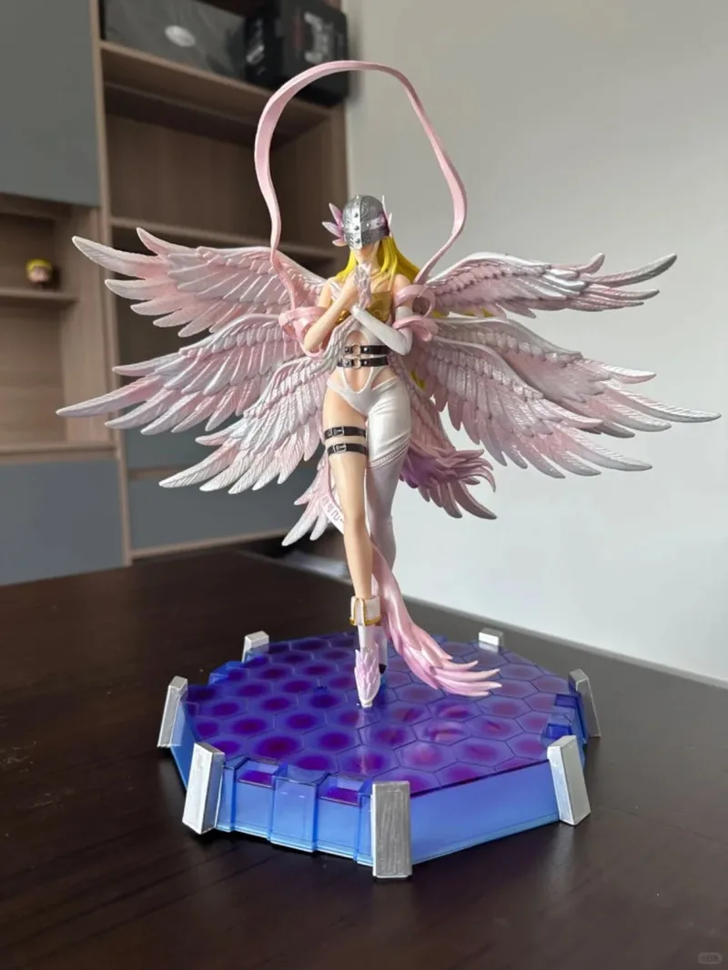 29cm 애니메이션 디지몬 모험 피규어 Angewomon Angemon Emit Light 액션 인형 Pvc 동상 모델 컬렉션 인형 장난감 선물