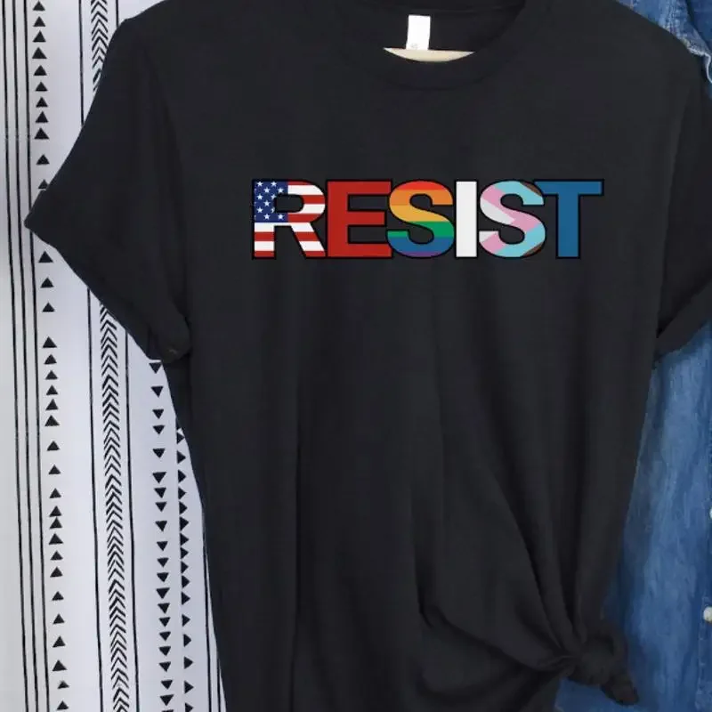 ResisT T Shirt LGBTQ Rights Trans Equality Liberal Stop 2025