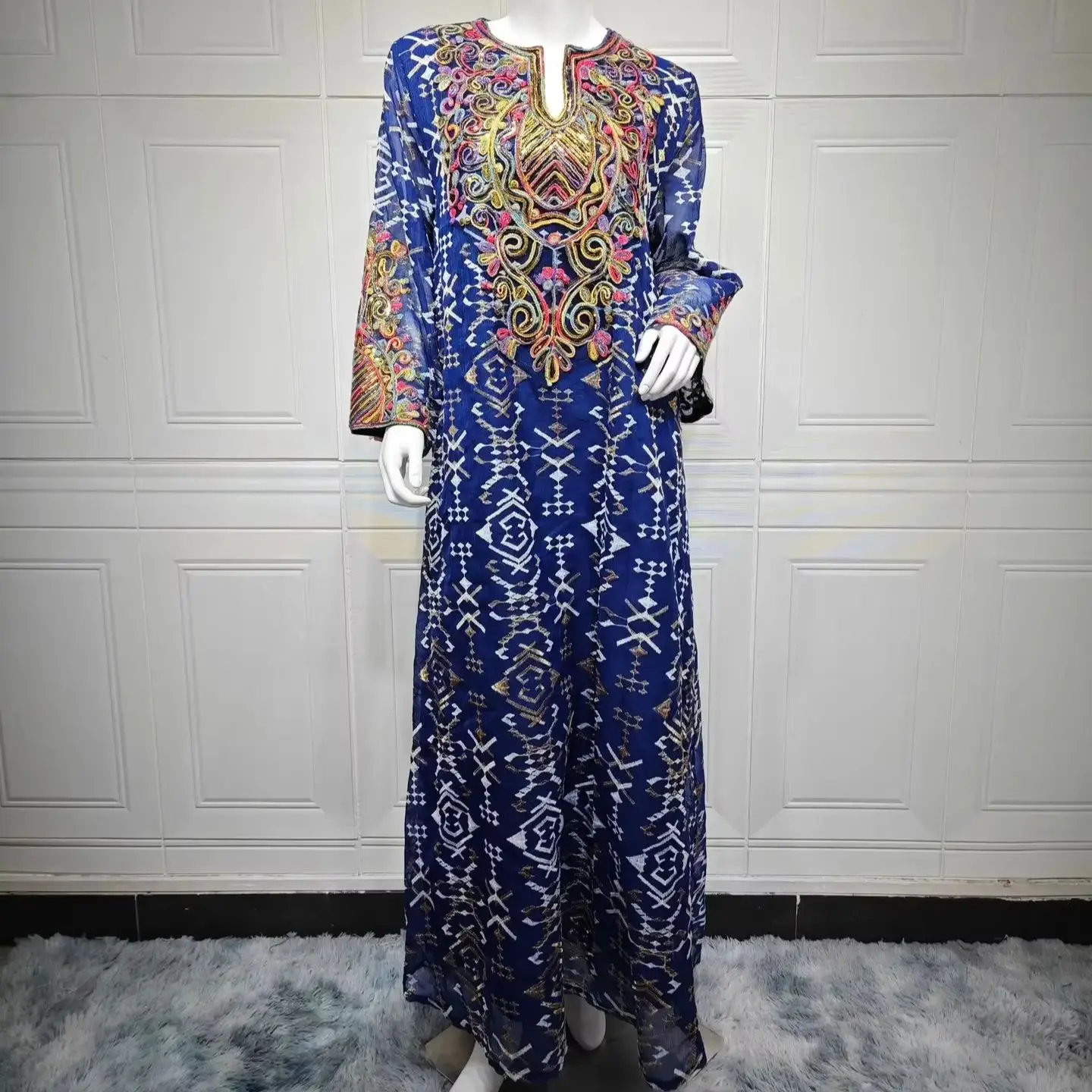 Eid Mubarak 자수 Abayas 여성용 이슬람 드레스 두바이 Kaftan 라마단 이슬람 Jalabiya 아랍어 가운 Caftan Femme Musulmane 가운