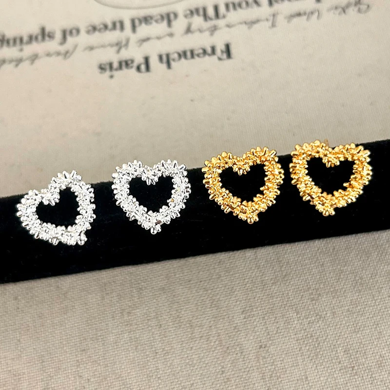 

PONYKISS 925 Sterling Silver 18K Gold Hollow Irregular Heart Stud Earrings for Women Minimalist Fine Jewelry Cute Accessories