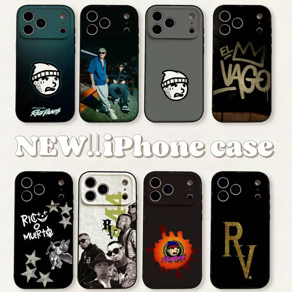 Funda de Silicona Negra Gera MX Rich Vagos para iPhone 17, 16, 15, 14, 13 Pro Max, 11, 12 Mini, X, Xs, XR