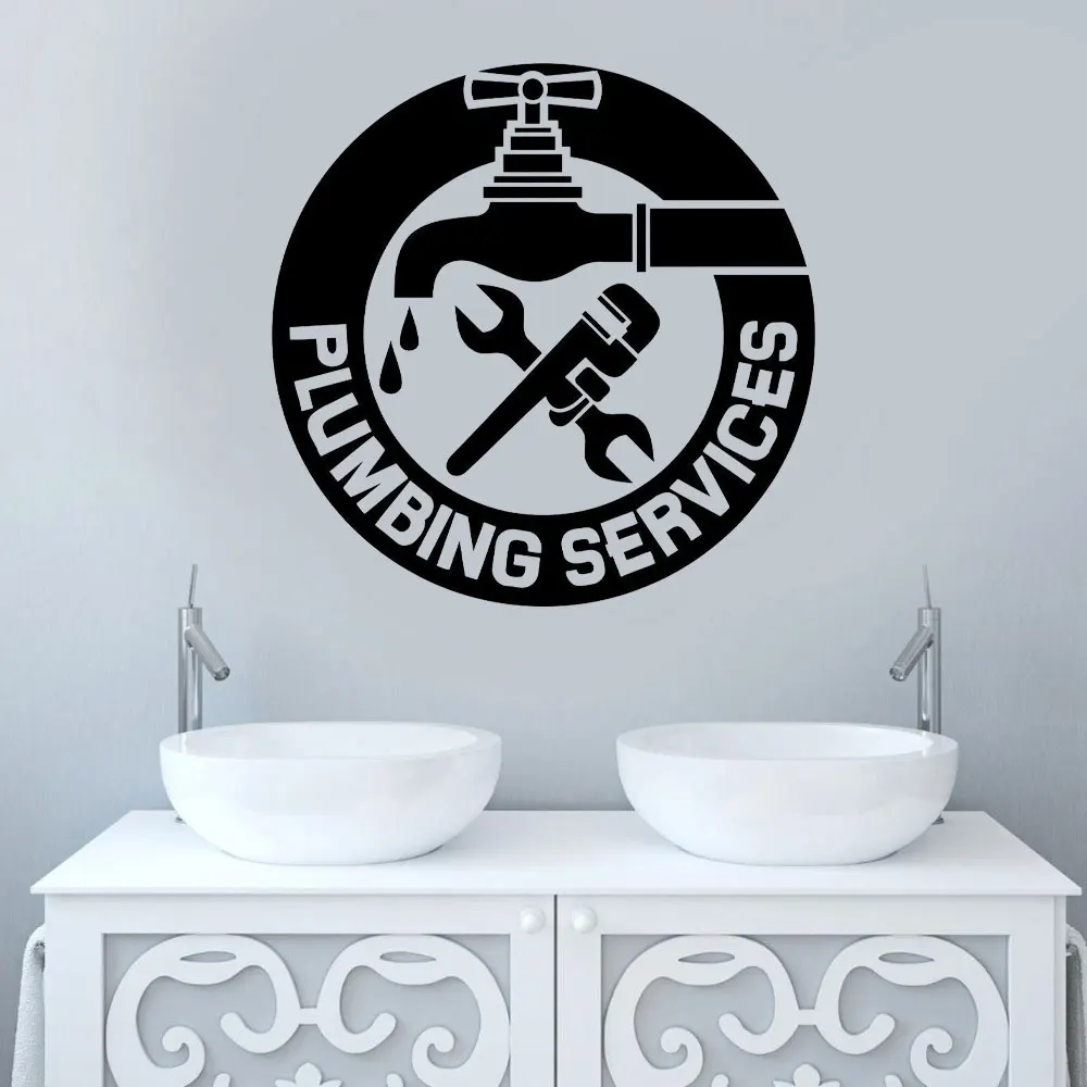 

Plumbing Services Wall Decal Mechanic Plumber Vinyl Home Art Sticker Garage Decor Tool Faucet Murals Removable Wallpaper A114