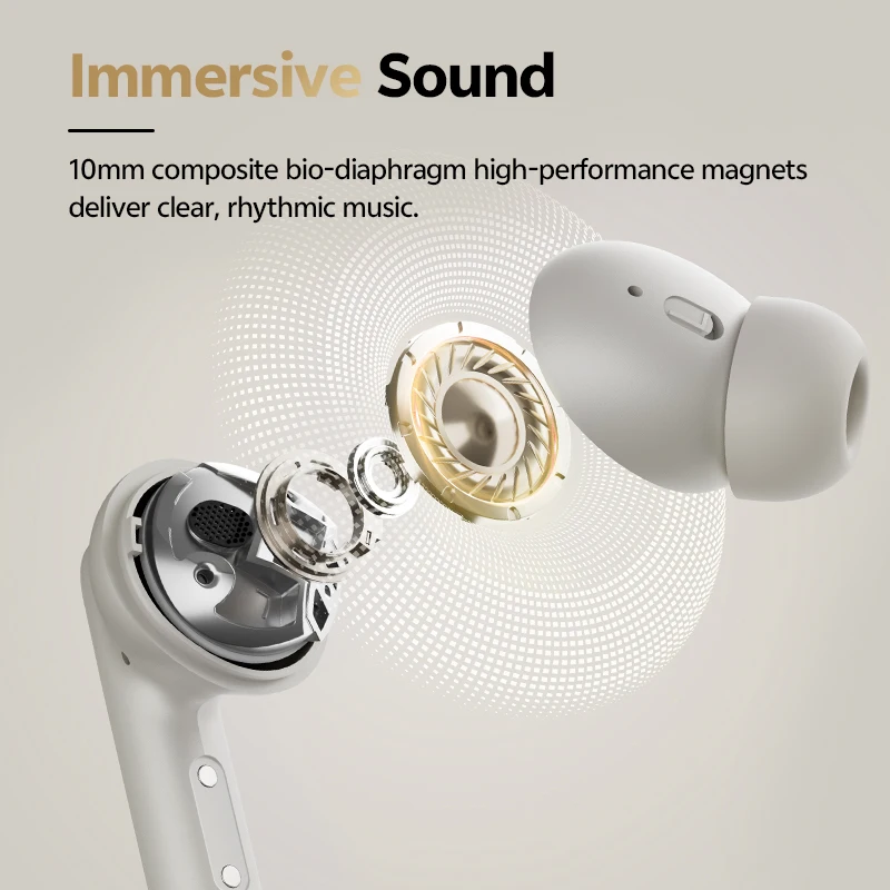 QCY Buds ANC -45dB التكيف إلغاء الضوضاء سماعة لاسلكية تعمل بالبلوتوث 5.4 سماعات الأذن 6 ميكروفونات اتصال واضحة 10 مللي متر سائق ديناميكي سماعة 25 ساعة #4
