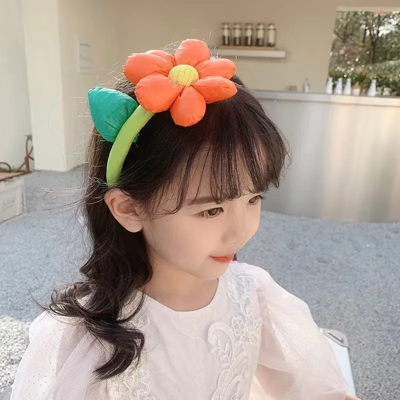 Korean 3D Flowers Hat Sunflowers Cute Girls\' Hair Bands Spring Summer Hair Wear Baby Girl Birthday Gifts Headbands Supplies