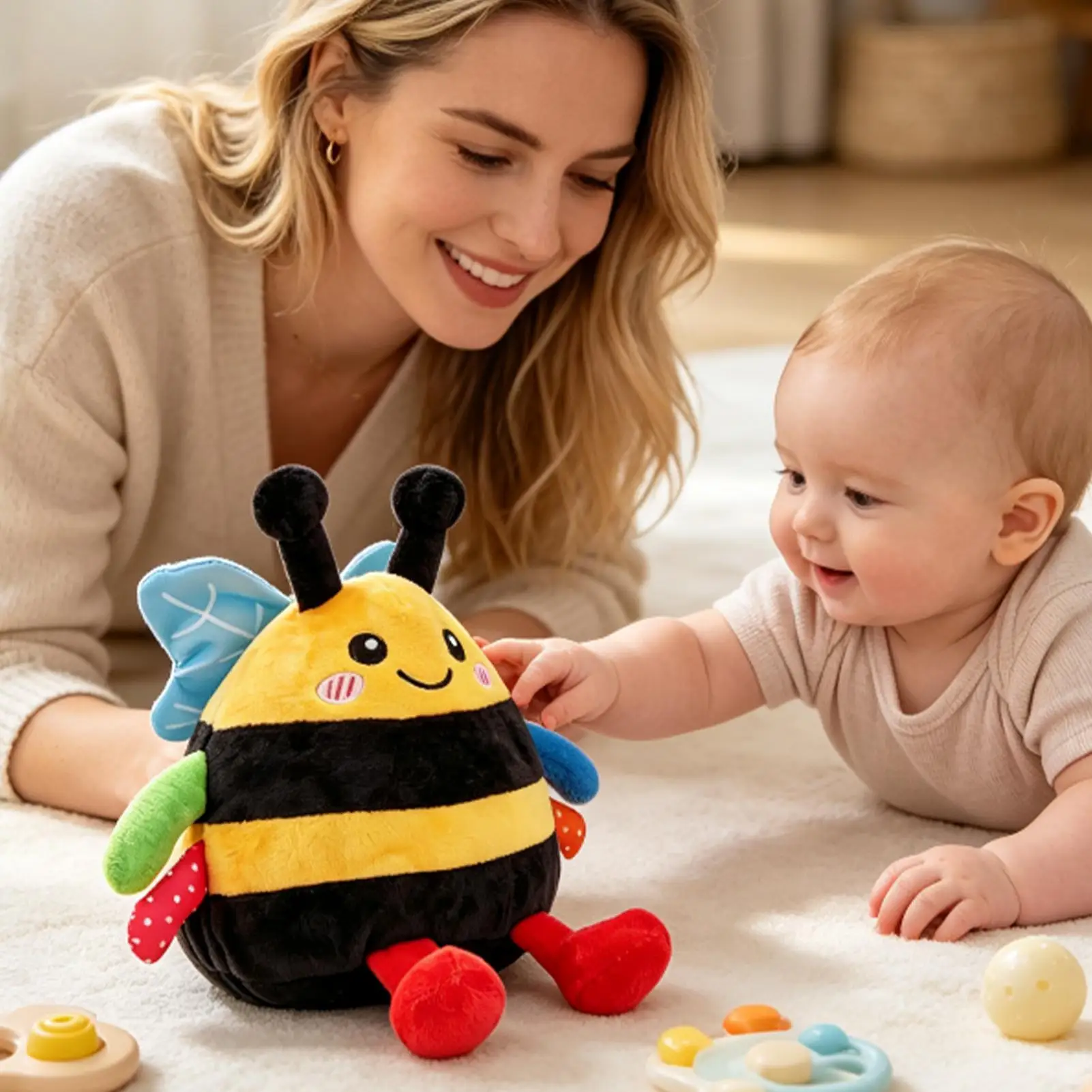 Interactive Musical Plush Toy Soft Cute Bouncing Bee with Sounds Musical Dancing Plush Toys for Kid's Room Bedroom School