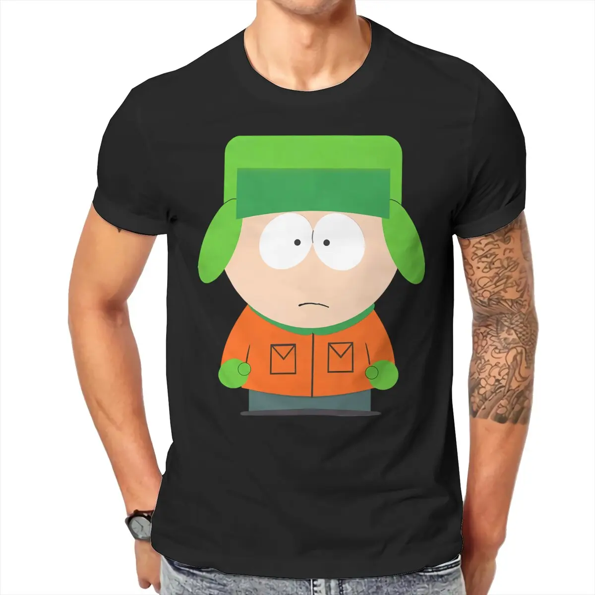 Men Black Unique Kyle Broflovski T-Shirt Crewneck Cotton Style S-southpark Theme Hipster Ofertas O Neck Graphic Tshirt