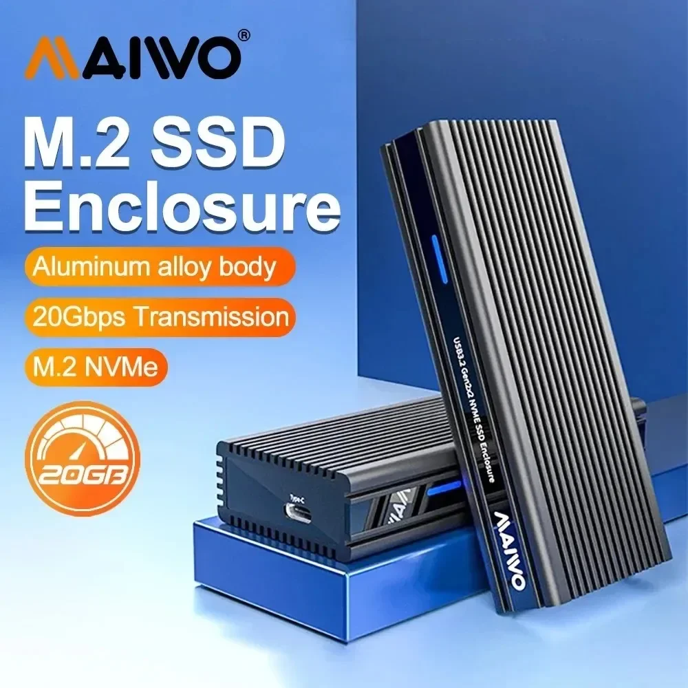 maiwo-20gbps-m2-nvme-ssd-エンクロージャ-type-c-pcie-nvme-アダプタサポート-thunderbolt-3-4-usb-4-32-31-8tb-容量アルミニウムケース