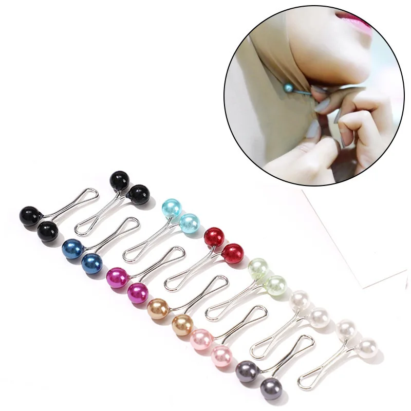 Needle Pearl Clip Scarf Pin Headscarf Buckle Fixing Clips Neckerchief Headscarf Turban Bandana Scarves Button Brooch Accessories