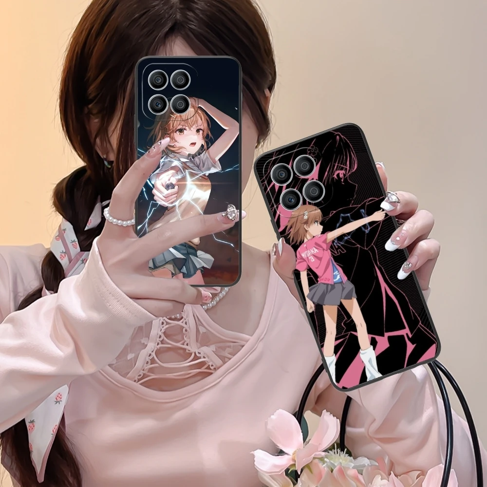 Anime Misaka Mikoto Mobile Phone Case for Huawei Honor 90 80 70 60 50 30 20 10 9 8 7 Pro S SE Lite 5G Black Phone Cover Shell