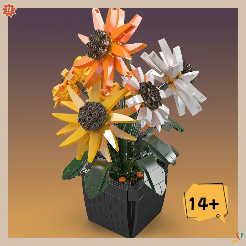 

Mould King 24111 Flower Bouquet Toys The MOC Sunflower Building Block Assembly Decoration Flower Brick Set Kids Christmas Gift