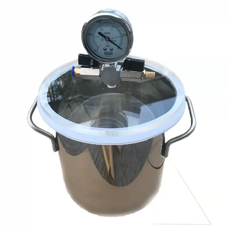 

20CM 25CM Vacuum Defoaming Tank Barrel Stainless Steel Vacuum Chamber Crystal Glue Maker For AB Glue Epoxy Resin Silica Gel 10L