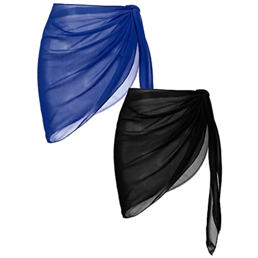 

2 шт. Женские пляжные саронги, прозрачные накидки, шифоновые юбки-парео для купальников, размеры S-XXL